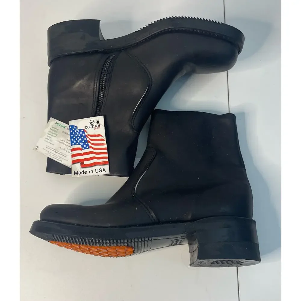 Men’s Double H Black Work Boot Poron Urethane Oil Resistant Size 7 (READ)